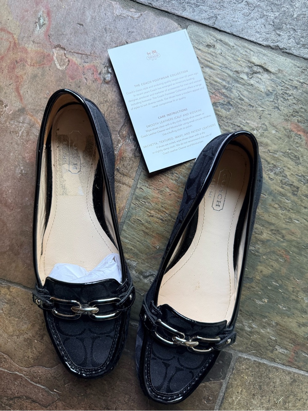 Coach Perri Women’s Black Signature Loafers with Silver Hardware NIB SZ. 7 - Picture 5 of 8